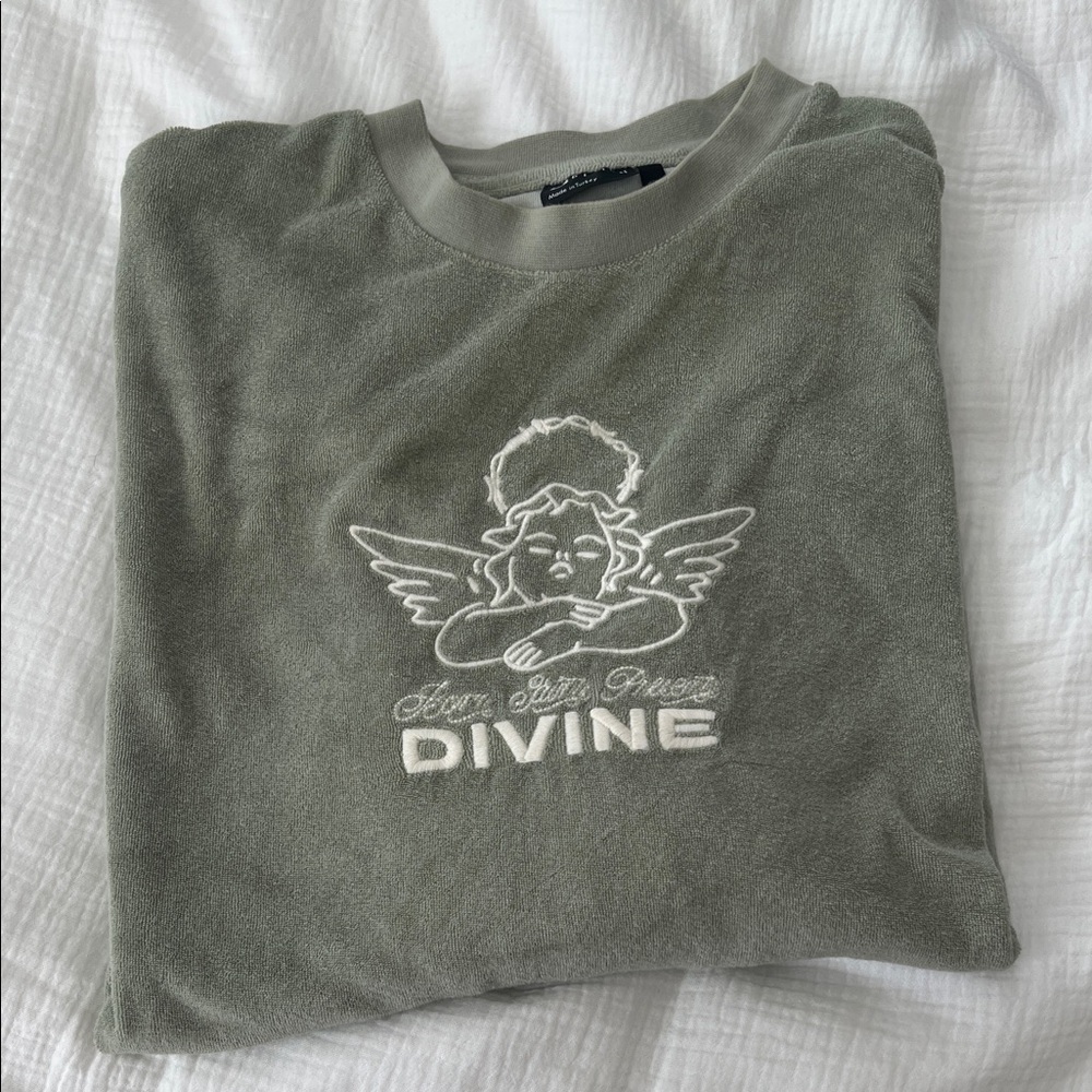 ASOS Olive Graphic Tee with Divine Print